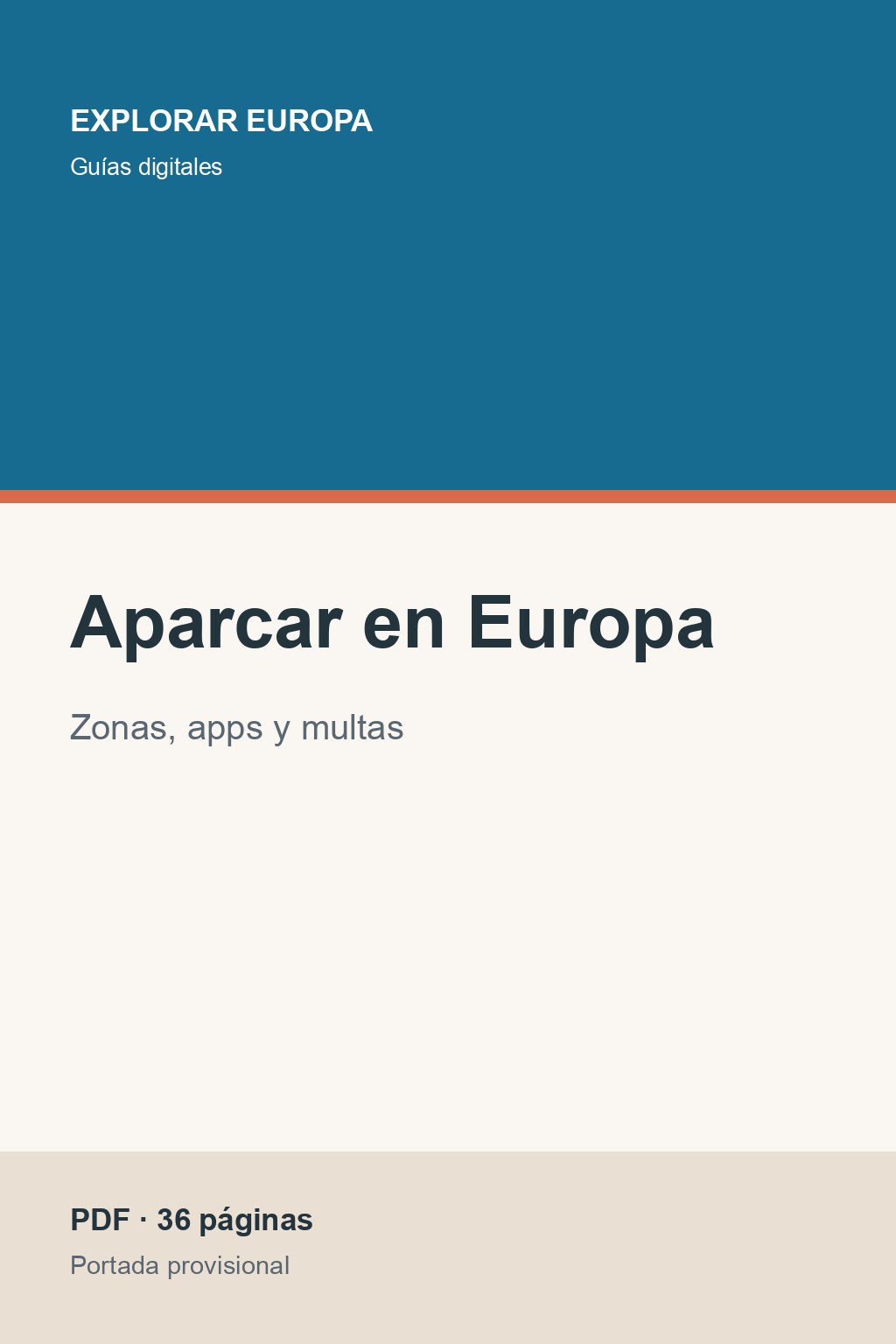 Portada de la guía «Aparcar en Europa»